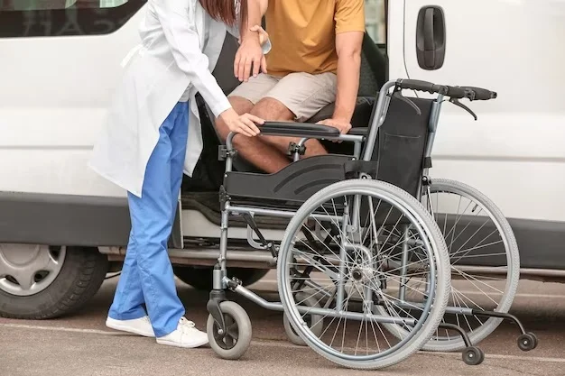Ride Reliably caring staff assisting passenger boarding